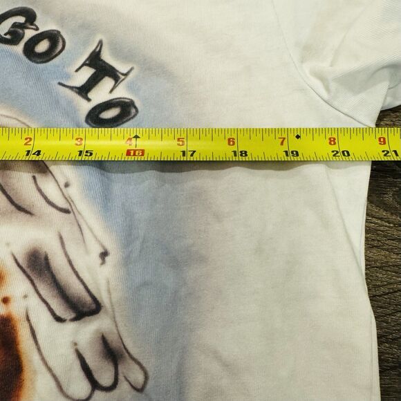 Urban Outfitters CHNGE Exclusive Shirt Sz L All Dogs Go To Heaven Airbrush - Picture 6 of 11